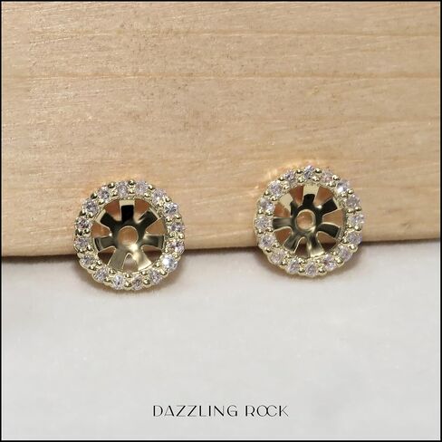Dazzlingrock Collection 0.18 Cttw Round White Diamond Halo Removable Earring Jackets for Women in 10K Solid Gold in Saudi Arabia