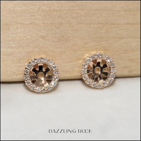 Dazzlingrock Collection 0.18 Cttw Round White Diamond Halo Removable Earring Jackets for Women in 10K Solid Gold in Saudi Arabia