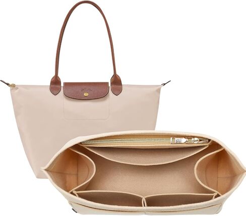 منظم محفظة Oppose Insert for Longchamp Le Pliage ، Women Long Bash Bag Bag Women ، Insert Organizer Insert مع 9 مقصورات (كبيرة ، بيج) in Kuwait
