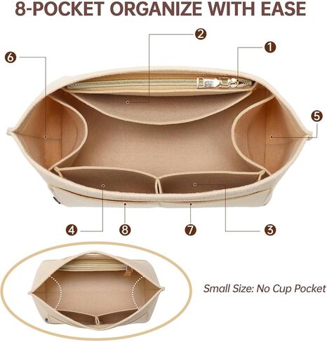 OPPOSHE Purse Organizer Insert for Longchamp Le Pliage, Premium Felt Long Champ Bag Handbag Women, Tote Organizer Insert with 9 Compartments (Large, Beige) in Kuwait