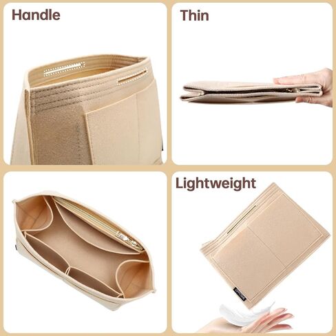 منظم محفظة Oppose Insert for Longchamp Le Pliage ، Women Long Bash Bag Bag Women ، Insert Organizer Insert مع 9 مقصورات (كبيرة ، بيج) in Kuwait