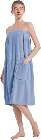 Towel Wrap For Women After Shower，Plush Bath Robe Female，Sauna Spa Wrap Around Towels With Pockets in Kuwait
