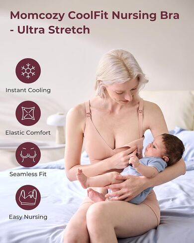 حمالات التمريض Momcozy Coolfit للرضاعة الطبيعية ، فائق التمدد بسلاسة أمومة الأمومة ، تبريد لاسلكي in Saudi Arabia