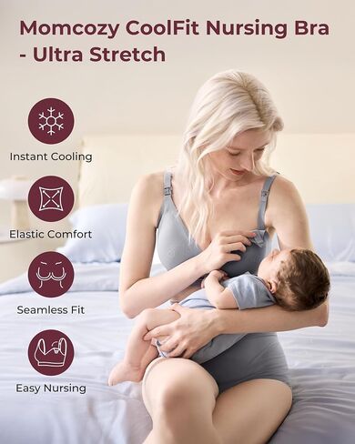 Momcozy CoolFit Nursing Bras for Breastfeeding, Ultra Stretch Seamless Jelly Strip Maternity Bra, Cooling Wireless in Saudi Arabia