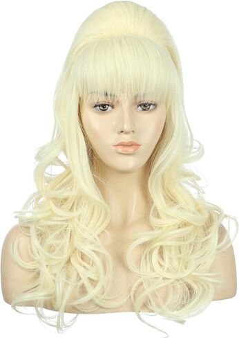 vgbeaty النساء long long Blonde Wavy Wig 70s 80s Retro Big Bouffant Beehive Dolly Parton Cosplay Coleween Party Come Wig in Saudi Arabia