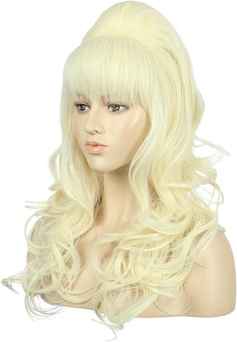 vgbeaty النساء long long Blonde Wavy Wig 70s 80s Retro Big Bouffant Beehive Dolly Parton Cosplay Coleween Party Come Wig in Saudi Arabia