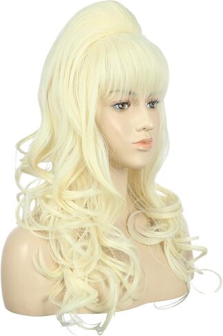 vgbeaty النساء long long Blonde Wavy Wig 70s 80s Retro Big Bouffant Beehive Dolly Parton Cosplay Coleween Party Come Wig in Saudi Arabia