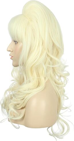 vgbeaty النساء long long Blonde Wavy Wig 70s 80s Retro Big Bouffant Beehive Dolly Parton Cosplay Coleween Party Come Wig in Saudi Arabia