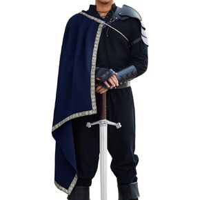 Runcati Mens Renaissance Shawl Half Halder Cape Cape Medieval Samurai Cloak Larp Warrior Ren Faire Halloween Costume