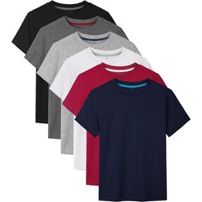 6 Pack Boys Shirts Cotton Short Sleeve T-Shirts for Boys Kids Tees Clothes Summer Tops