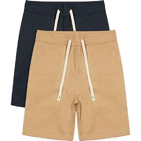 2 Pack Boys School Uniform Shorts Pull On Jogger Shorts Cotton Summer Shorts