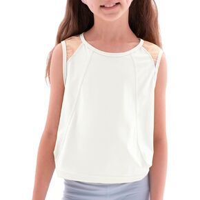 WELAKEN Kid Girls' Athletic Tank Top Mesh Back Cutout Sleeveless Sports Shirt