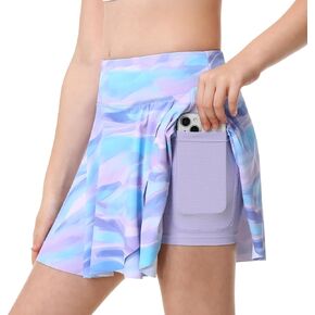 Athletic Skorts for Girls Tennis Golf Skirts with Shorts and Pockets Flowy Workout Golf Running Skirts Tie-Dye