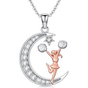 PROESS Guitar/Violin/Flute/Cello/Painting/Piano/Ballet Necklace 925 Sterling Silver Moon Pendant Necklace Artist Music Dance Jewelry for Women