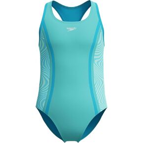 Speedo Girls' Swimsuit One Piece Thick Strap Racer Back Printed
