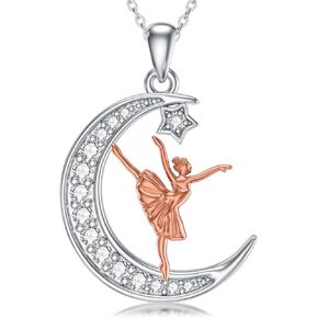 PROESS Guitar/Violin/Flute/Cello/Painting/Piano/Ballet Necklace 925 Sterling Silver Moon Pendant Necklace Artist Music Dance Jewelry for Women in Kuwait