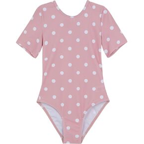 Gottex Kids Short Sleeve Open Tie Back One Piece Swimsuit Chlorine Fade Resistant and Built-in UPF UV Protection