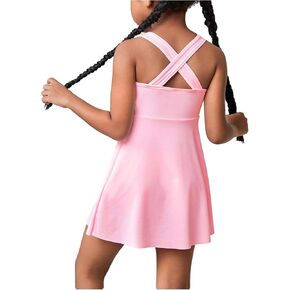 WDIRARA Toddler Girl's Tennis Dress Sleeveless Crisscross Back Athletic Workout Tank Dresses