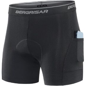شورت دراجة Bergrisar 3D المبطنة للرجال لركوب الملابس الداخلية مع الجيوب لركوب الدراجات السفلية