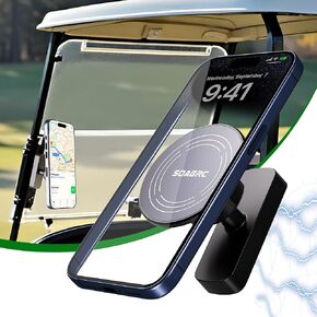 Golf Cart Phone Holder - Magnetic Phone Mount for MagSafe & Universal Phones, 360° Adjustable, Fits EZGO & More, Ideal Golf Gift for Men & Women (Black)