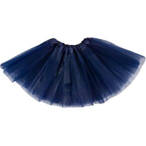 Girls Tutu Skirt 3 Layers Tulle Toddler Ballet Skirts Girls Tulle Tutu Dance Fit Most 3-10 yrs for Dance Party Costume (Navy Blue)