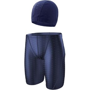 Boys Swim Jammers Swim Trunks Kids Competitive Swim Team Suit Athletic Quick Dry Swimming Shorts with Cap UPF 50+