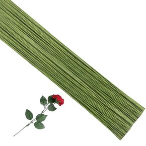 50 Pieces 18 Gauge Green Paper Covered Floral Wire Stems for DIY Crafts, Artificial Flower Arrangements 16 inch Floral Wire