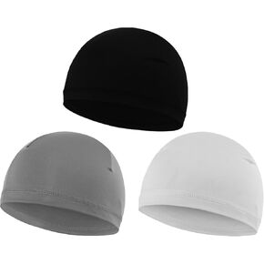 3 Pieces Kids Skull Cap Cooling Running Cycling Beanies Elastic Summer Bike Head Wrap Hard Hat Helmet Liner 3-12Y