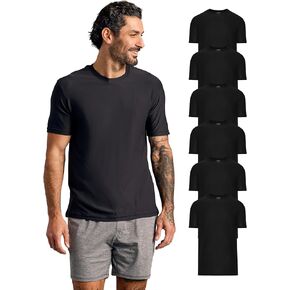 True Classic Workout Shirts for Men - Athletic Tops & Gym Shirts for Men, Quick-Dry Mens Workout Shirt, Pack of 6, Black, XL