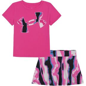 Under Armor Girls Girls Shirt Shirt Shirt and Shorts Set ، امتداد متين ووزن خفيف