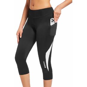 qualidyne Women's Bike Pants High Waist 4D Padded Cycling Capris Shorts 3/4 Bicycle Biking Tights with Pockets