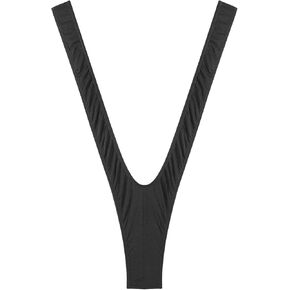 يربط Modson Women's Extreme Mini Sling Lingerie Micro Halter Up Swimsuit ، W-Black C ، مقاس واحد