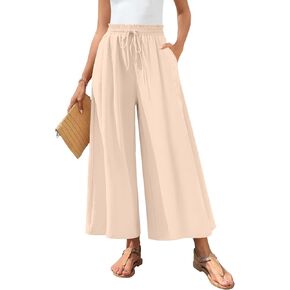 Bestbee Women's Palazzo Pants Dressy Casual Wide Leg Slacks Elastic Waist with Pockets