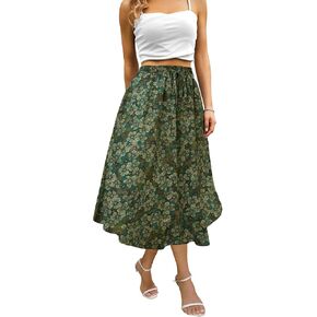 Maxi Skirts for Women with Pockets Long Midi Length Casual Skirt for Beach Party Holiday