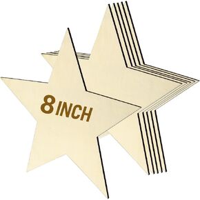 MAHIONG 6 Pack 12 Inch Wooden Star Shapes, Large Patriotic Wood Star Cutouts Bulk, Unfinished Blank Wood Pieces Wooden Start for Craft, DIY, Party Wedding Decoration, Christmas Gifts in Kuwait