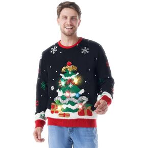 ضحكة Getup ugly عيد الميلاد سترة للرجال ، LED LIGH