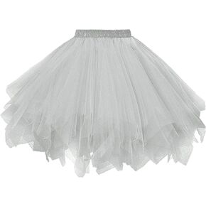 Girls Tutu Skirts Layered Tulle Princess Sparkle Puffy Tutu Costumes Grey