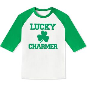 Besserbay للجنسين Kids 'St. Patrick's Day Lucky Shamrock Raglan Sleve T-Shirt Irish Clover Tee 1-10 Years