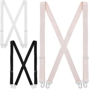 3 Pcs Hidden Suspenders for Women 1" Width Thin Skinny Ladies x Suspenders with Sturdy Hooks for Pants Jeans Under Clothes Undergarment