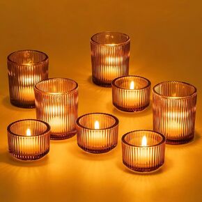 Hewory Glass Tealight Candle Holder: 24 Pcs Tea Lights Candle Holder Green Votive Candle Holders for Table Centerpiece, Tea Light Holders Glass Candle Holder for Wedding Party Living Room Home Decor