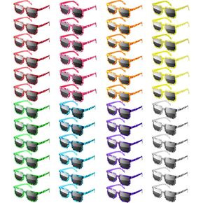 24/48 Pack Pixel Sunglasses Bulk, Gamer Robot Pixelated Mosaic Sunglasses Pixel Glasses Birthday Party Favors Supplies