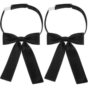 Lusofie Bow Tie For Women Black Adjustable Ties For Women Pre-Tied Womens Bowtie For School Uniform Shirt