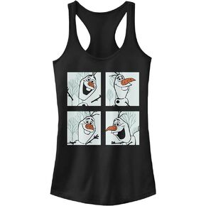Disney Junior's Frozen 2 Olaf Box Up Slim Fit, Scoop Hem Racerback Tank, Black, Small
