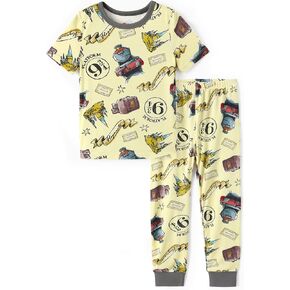 HARRY POTTER Pajamas Gryffindor Hedwig Owl Print Classic Boys/Girls Short Sleeve Shirt and Pant from Toddler to Big Kid