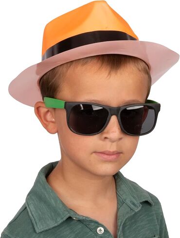 Neon Bright Party Set - 12 Neon Party Hats with 12 Shutter Glasses in Saudi Arabia