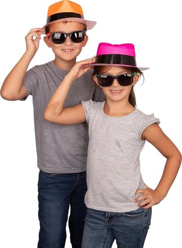 Neon Bright Party Set - 12 Neon Party Hats with 12 Shutter Glasses in Saudi Arabia