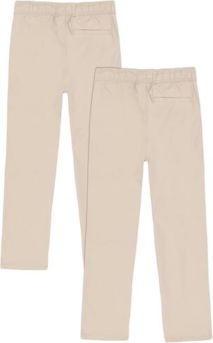 Boys' School Uniform Pull on Stretch Twill Pants, Drawstring Waist, Multipack in Saudi Arabia