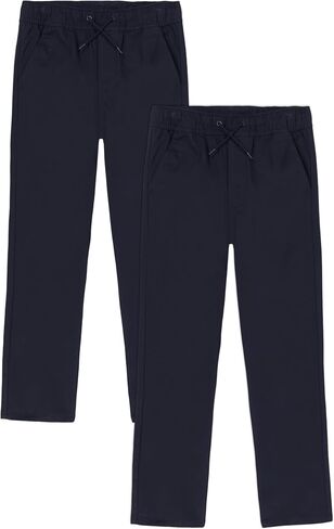 Boys' School Uniform Pull on Stretch Twill Pants, Drawstring Waist, Multipack in Saudi Arabia