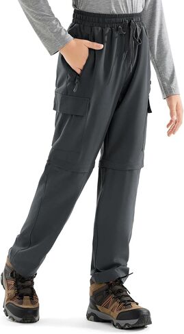 Boys Hiking Cargo Pants Kids Convertible Lightweight Quick Dry Girls Outdoor Waterproof Zip Off School Trousers in Saudi Arabia