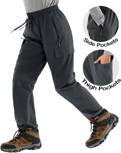 Boys Hiking Cargo Pants Kids Convertible Lightweight Quick Dry Girls Outdoor Waterproof Zip Off School Trousers in Saudi Arabia